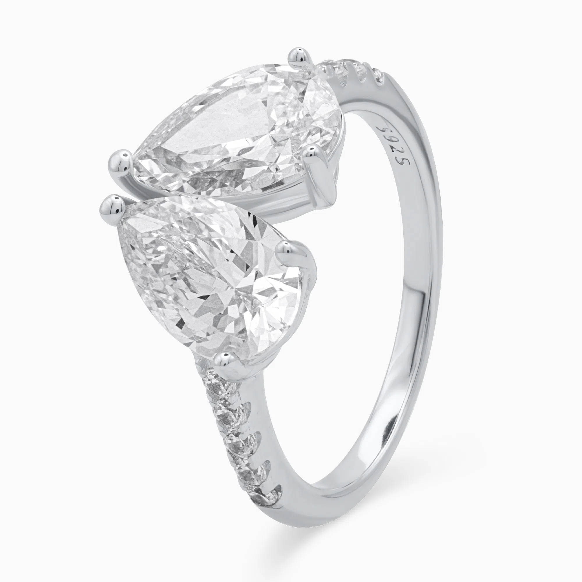 Inel-argint-you-and-me-pietre-cubic-zirconia-vedere-unghi Inel You and Me din argint 925 decorat cu pietre cubic zirconia, vedere unghi