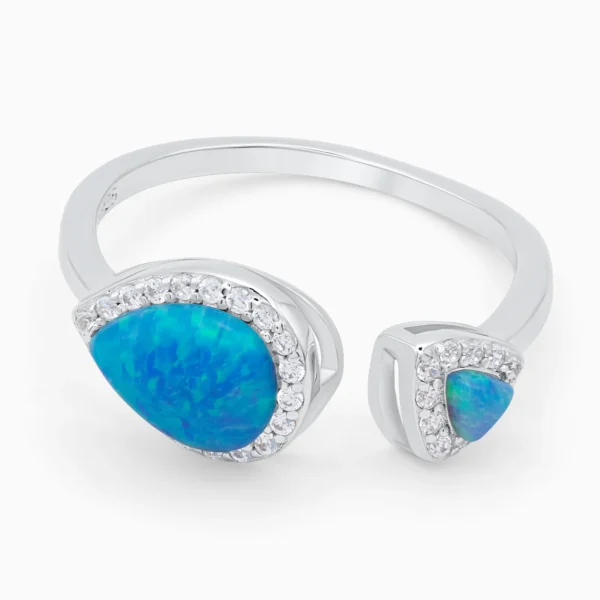 Inel reglabil argint piatra turcoaz Blue Serenity vedere frontala
