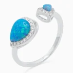 Inel reglabil argint piatra turcoaz Blue Serenity vedere frontala