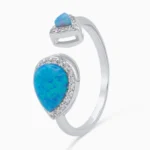 Inel reglabil argint piatra turcoaz Blue Serenity vedere frontala