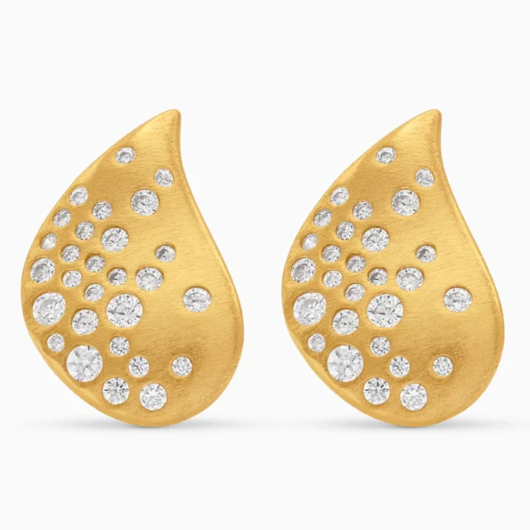 cercei argint placati aur cubic zirconia teardrop