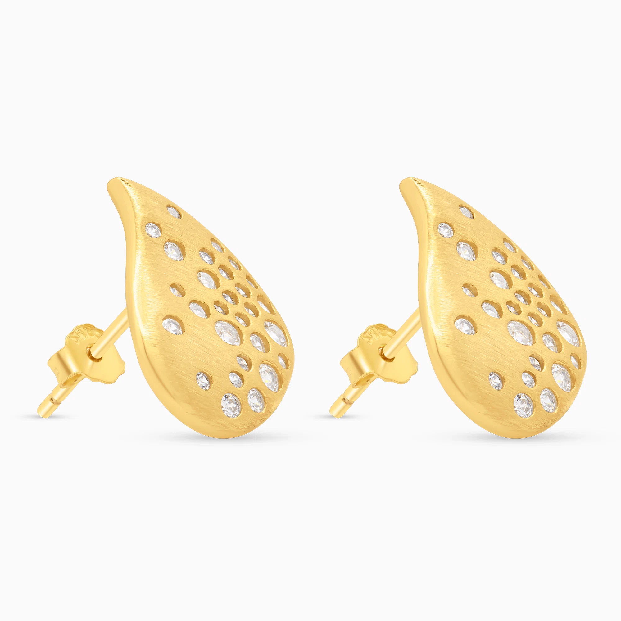 cercei argint placati aur cubic zirconia teardrop vedere laterala cercei argint placati aur cubic zirconia teardrop vedere laterala