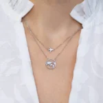 colier argint pandantiv avion harta cubic zirconia travel spirit vedere frontala