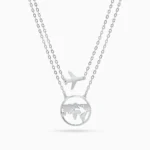 colier argint pandantiv avion harta cubic zirconia travel spirit vedere frontala