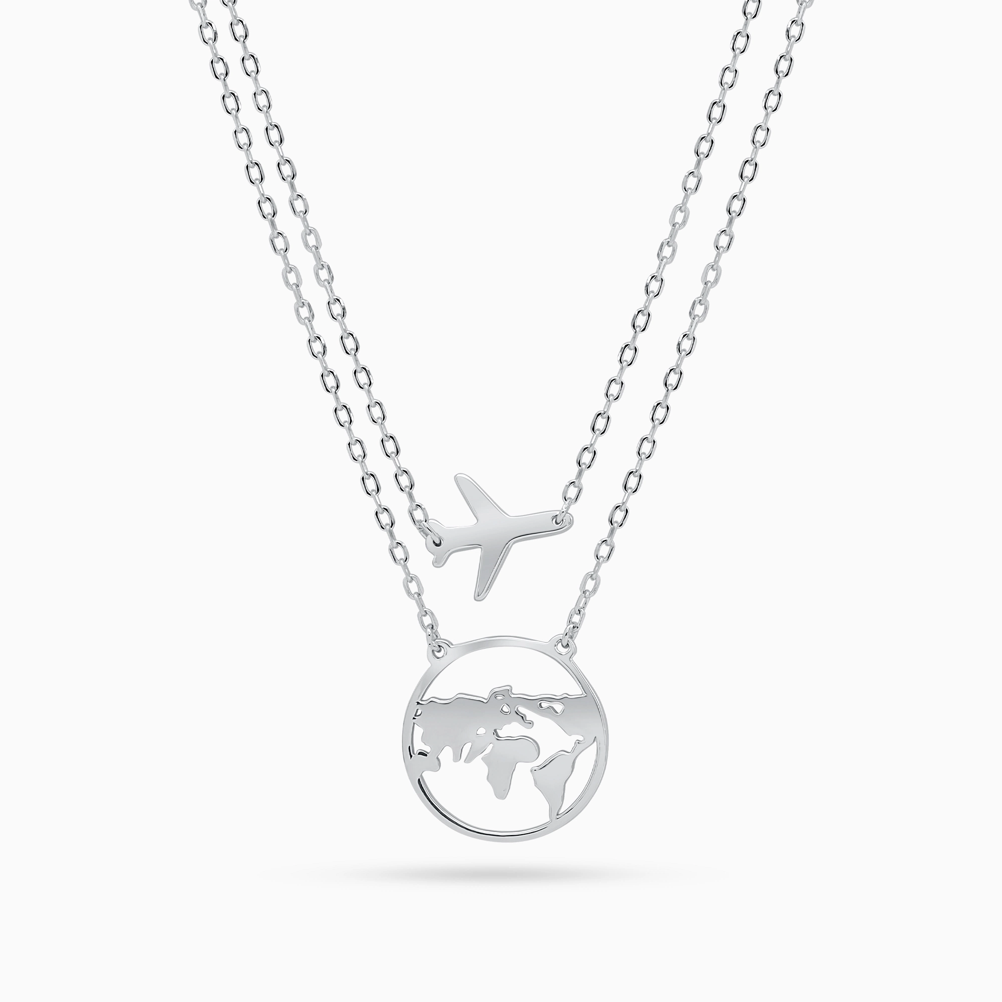 colier argint pandantiv avion harta cubic zirconia travel spirit vedere frontala colier argint pandantiv avion harta cubic zirconia travel spirit vedere frontala