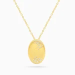 colier argint placat aur cubic zirconia Solaris vedere frontala