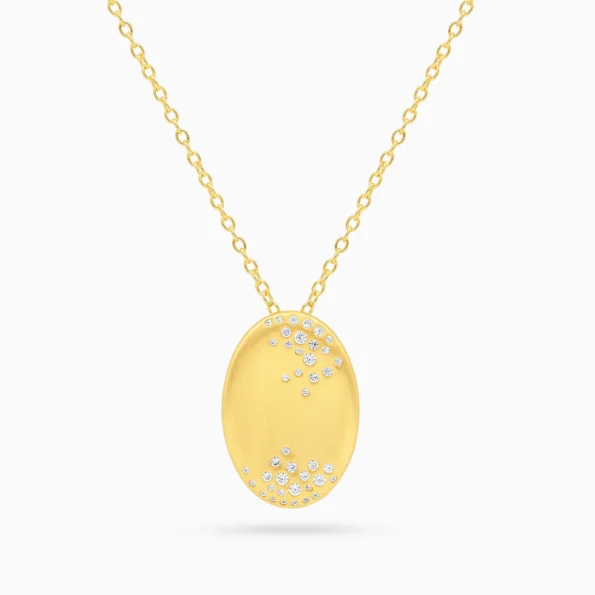 colier argint placat aur cubic zirconia Solaris vedere frontala