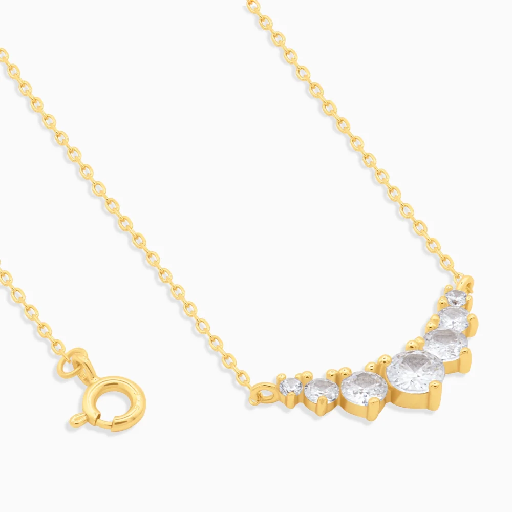 colier argint placat aur cubic zirconia grace detaliu inchidere