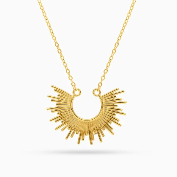 colier argint placat aur cubic zirconia soleil vedere frontala