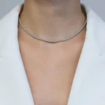 colier tennis argint placat aur cubic zirconia desire vedere frontala