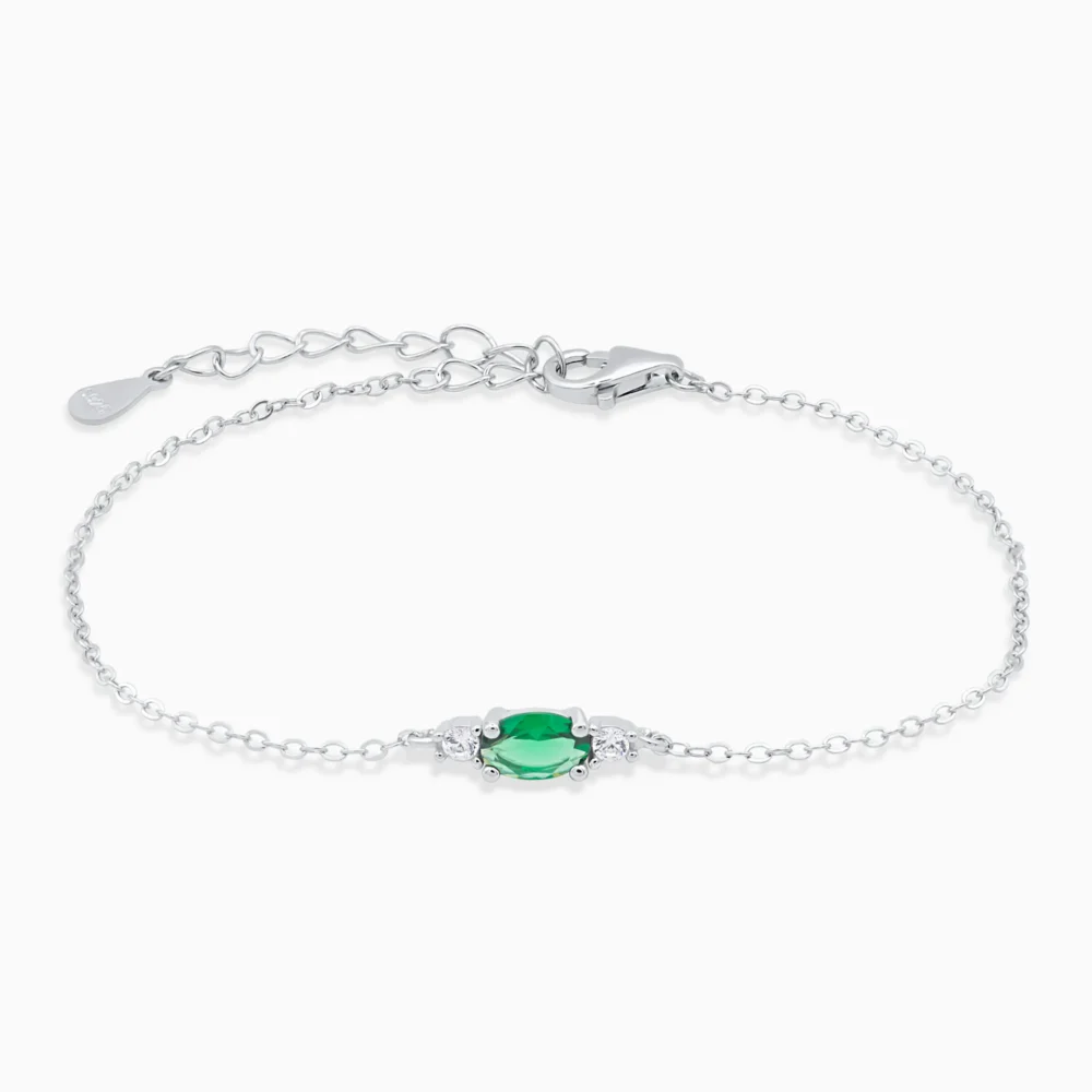 Brățară din argint cu piatră cubic zirconia verde – Green Whisper