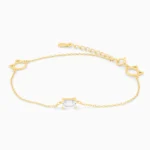 Bratara argint placata aur charm pisica golden cat charm