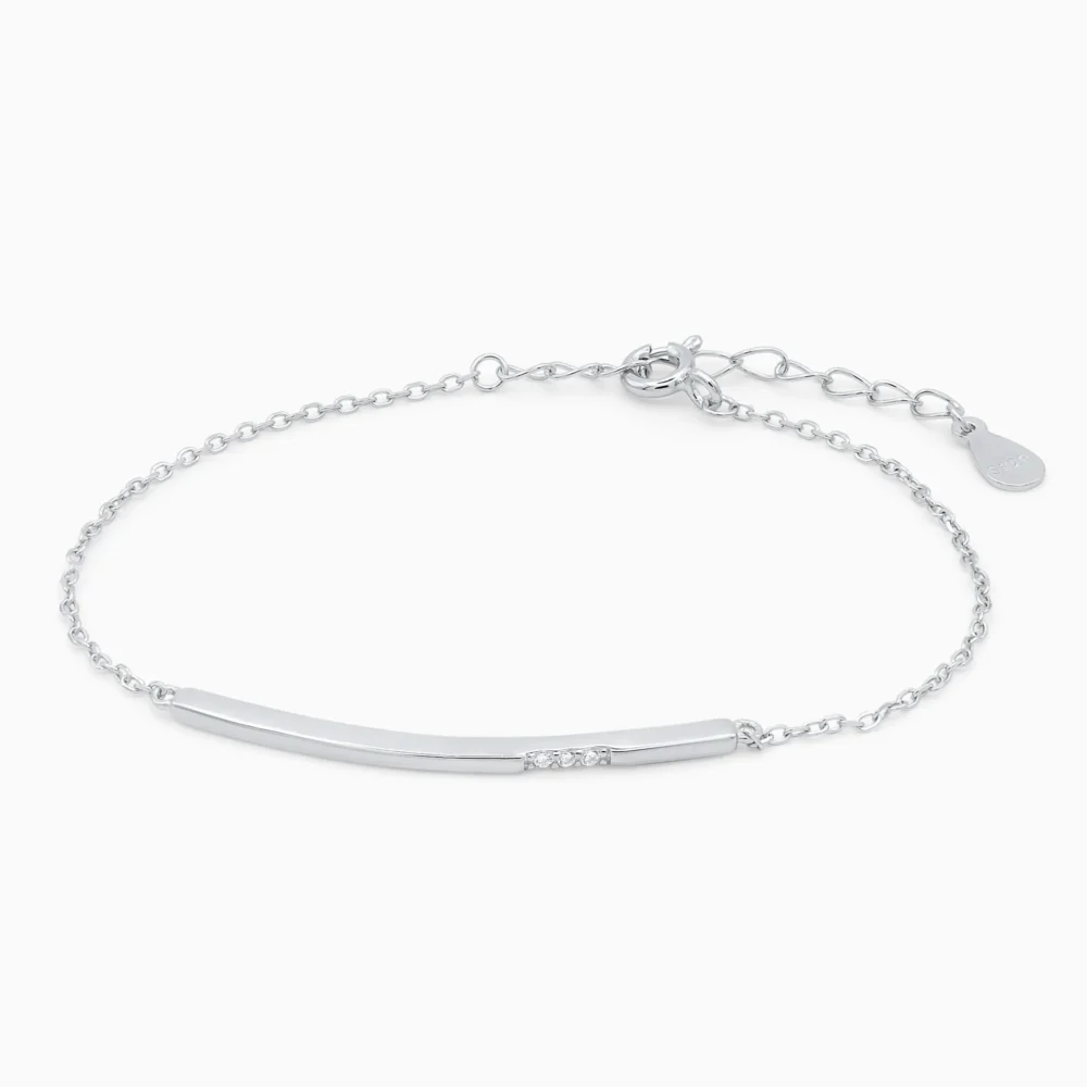 Brățară minimalistă din argint cu detaliu din cubic zirconia – Pure Line