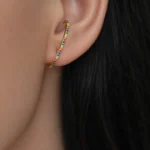 Cercei arcuiti argint placat aur pietre zirconia multicolore Rainbow Curve