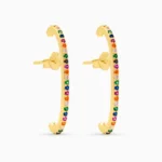 Cercei arcuiti argint placat aur pietre zirconia multicolore Rainbow Curve
