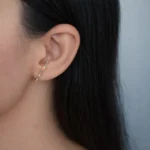 Cercei arcuiti argint placat aur pietre zirconia multicolore Rainbow Curve