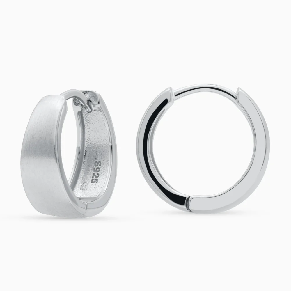 Cercei argint design minimalist minimal hoops vedere laterala