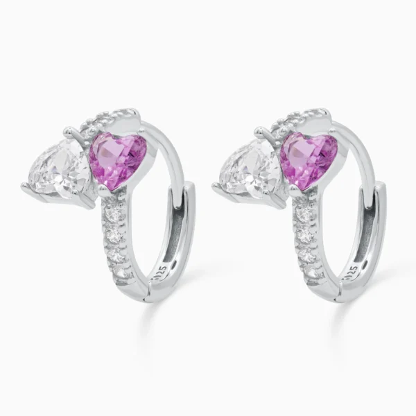 Cercei argint inimioare pietre zirconia roz love spark