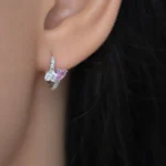 Cercei argint inimioare pietre zirconia roz love spark