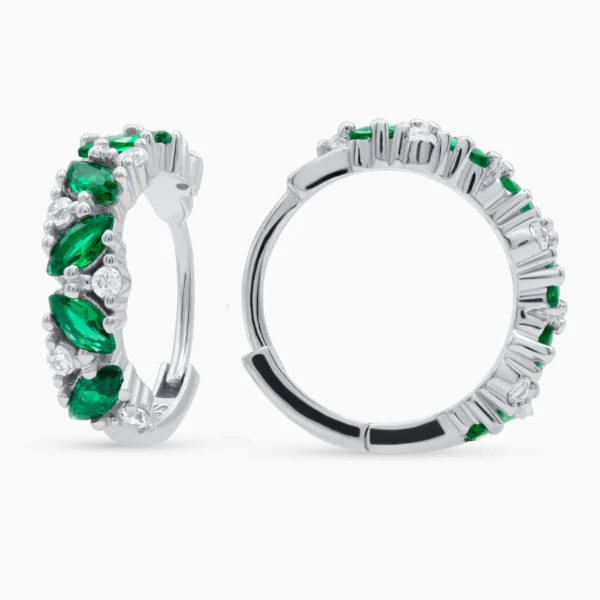 Cercei argint pietre verzi tip smarald forest light vedere laterala