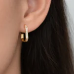 Cercei argint placat aur Structured Shine