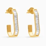 Cercei argint placat aur Structured Shine
