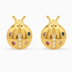 Cercei buburuza argint placat aur pietre zirconia colorate Lucky Ladybug