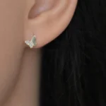 Cercei fluture argint placat aur pietre zirconia Golden Butterfly