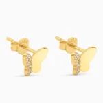 Cercei fluture argint placat aur pietre zirconia Golden Butterfly
