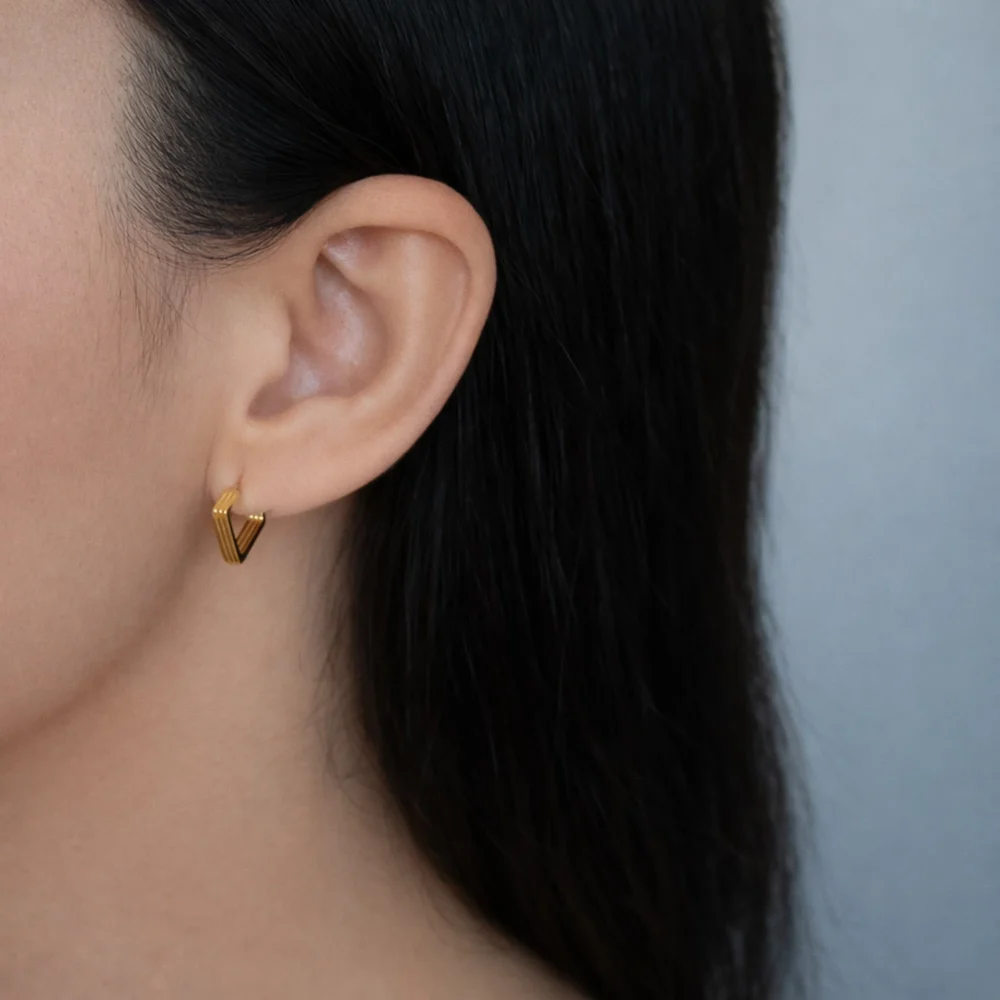 Cercei geometrici din argint placat cu aur de 18K – Golden Lines