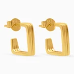 Cercei geometrici argint placat aur golden lines