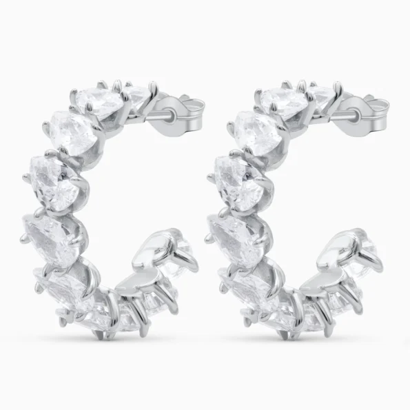 Cercei half hoop argint zirconia Crystal Arc