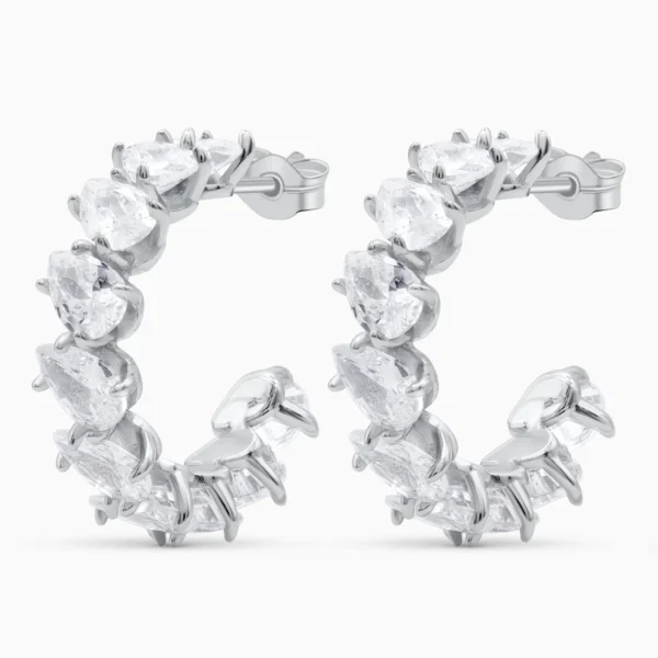 Cercei half hoop argint zirconia Crystal Arc