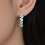 Cercei half hoop argint zirconia Crystal Arc