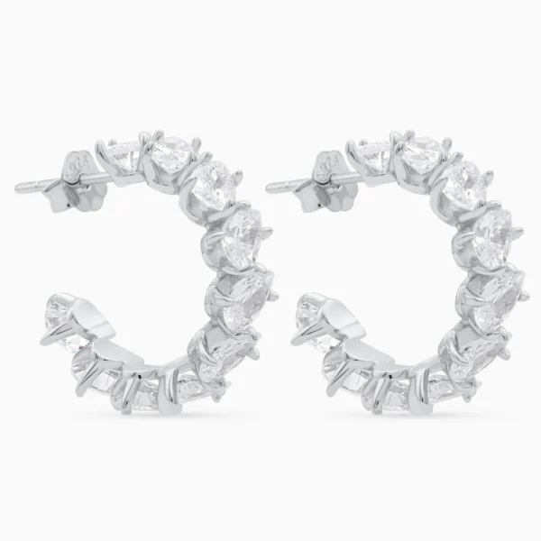 Cercei half hoop argint zirconia Crystal Arc vedere laterala
