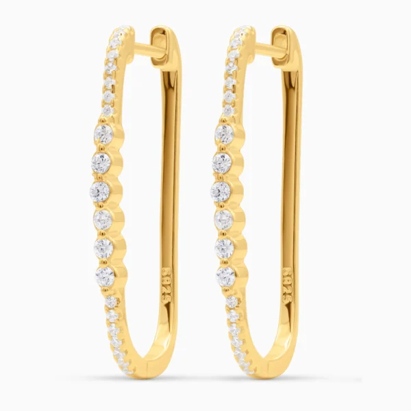 Cercei ovali argint placat aur aurelia loop