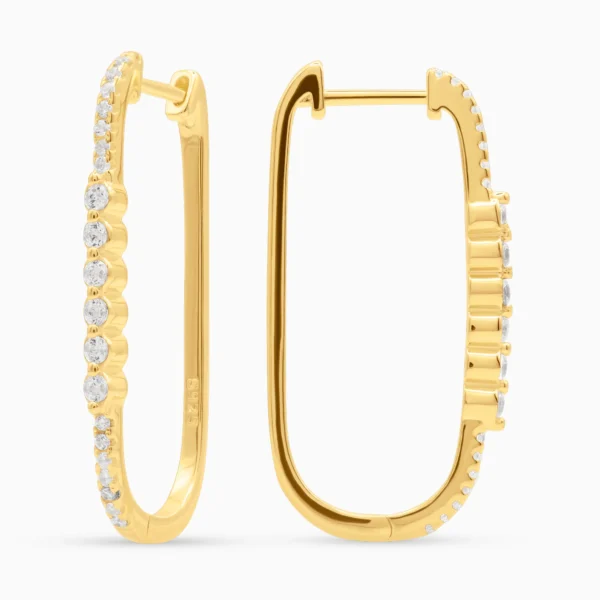 Cercei ovali argint placat aur aurelia loop cadru lateral