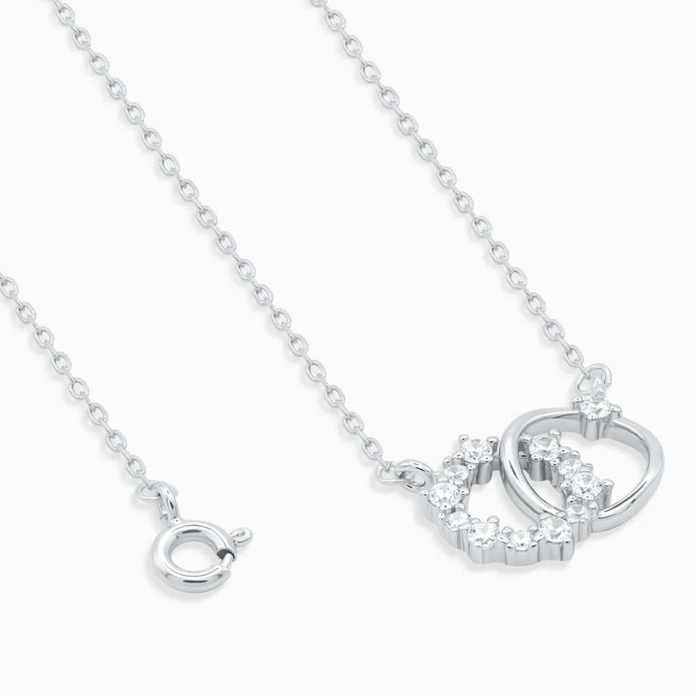 Colier argint cercuri minimaliste zirconia pure connection detaliu inchidere