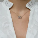 Colier argint cercuri minimaliste zirconia pure connection vedere frontala