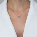 Colier argint cercuri minimaliste zirconia pure connection vedere frontala