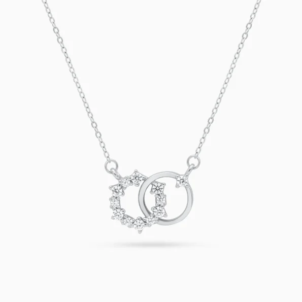 Colier argint cercuri minimaliste zirconia pure connection vedere frontala