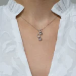 Colier argint cercuri suprapuse zirconia infinite circles vedere frontala
