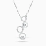 Colier argint cercuri suprapuse zirconia infinite circles vedere frontala