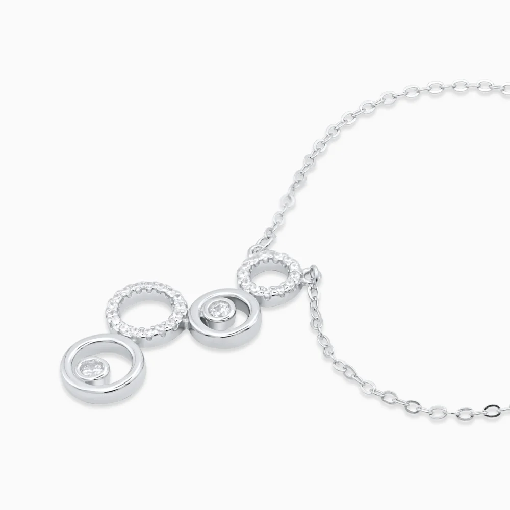 Colier argint cercuri suprapuse zirconia infinite circles vedere laterala