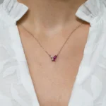 Set brățară și colier din argint cu pietre roz – Blossom Touch