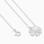 Colier argint pandantiv floare pietre zirconia crystal bloom vedere frontala