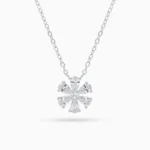 Colier argint pandantiv floare pietre zirconia crystal bloom vedere frontala