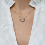 Colier elegant argint cerc soare sun whisper vedere frontala