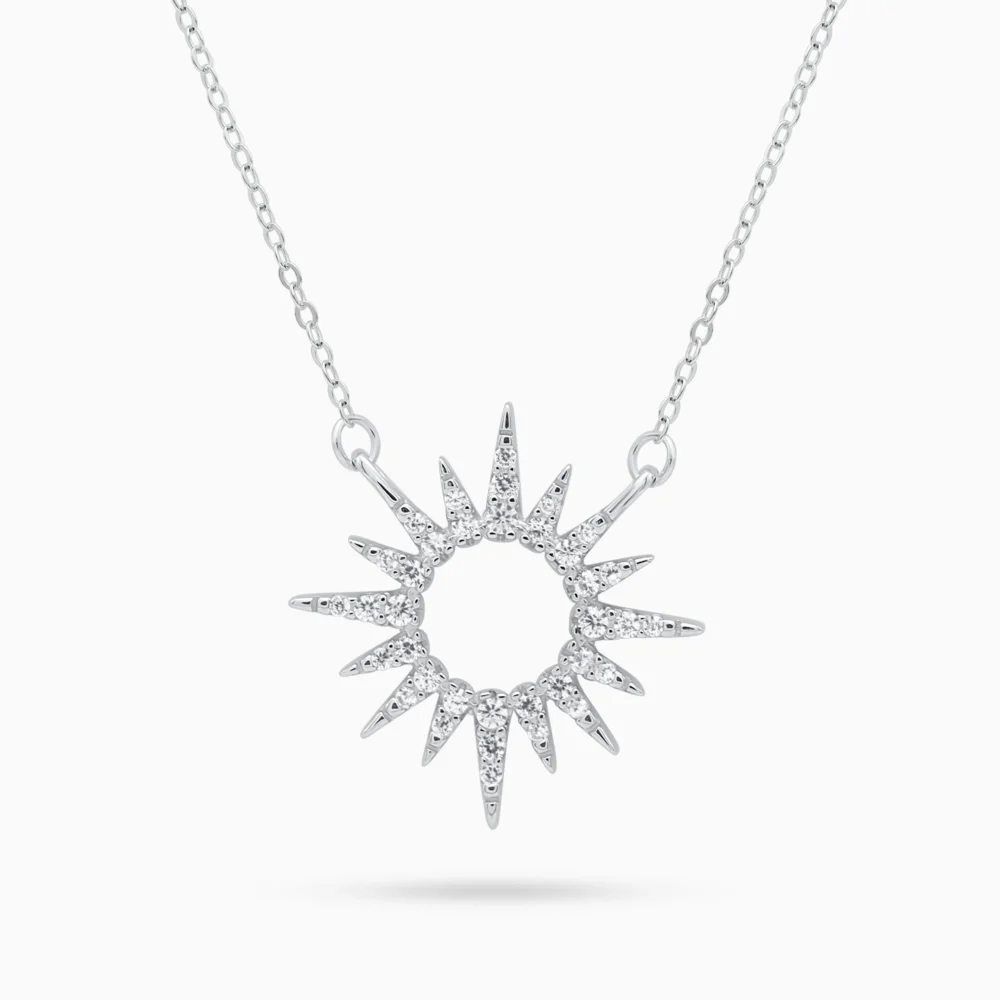 Colier elegant din argint cu pandantiv soare - Sun Whisper