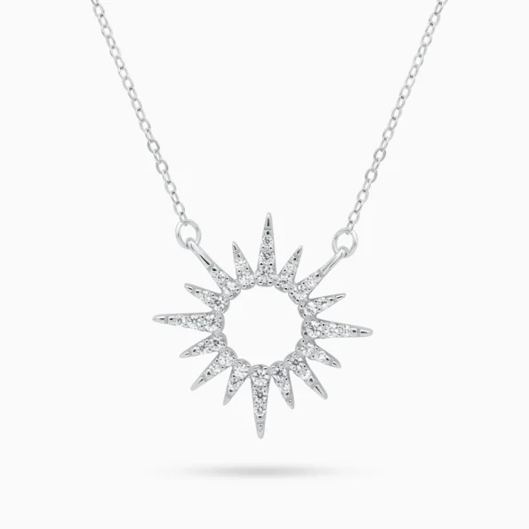 Colier elegant argint cerc soare sun whisper vedere frontala